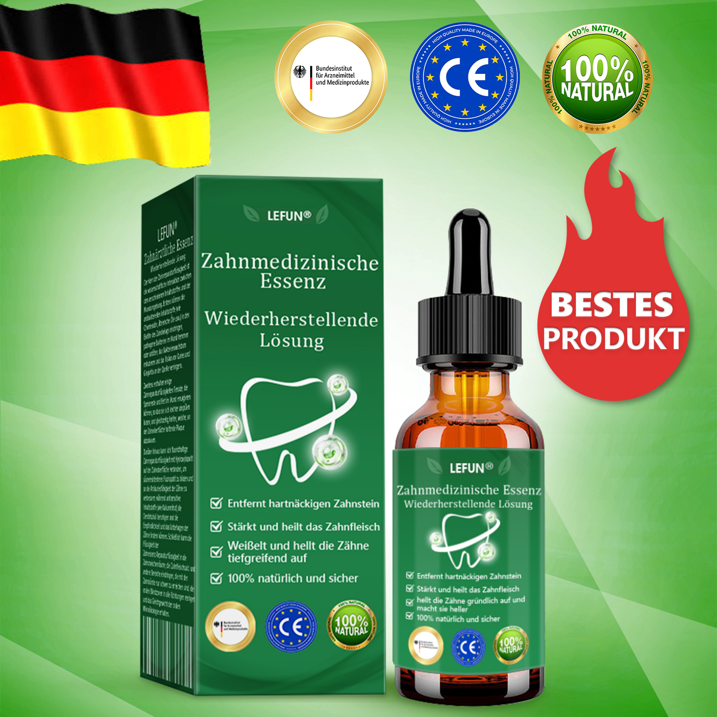 𝐋𝗘𝑭𝐔𝐍® 𝐙𝐚𝐡𝐧𝐡𝐞𝐢𝐥𝐤𝐮𝐧𝐝𝐥𝐢𝐜𝐡𝐞 𝐄𝐬𝐬𝐞𝐧𝐳 𝐳𝐮𝐫 𝐫𝐞𝐠𝐞𝐧𝐞𝐫𝐚𝐭𝐢𝐯𝐞𝐧 𝐖𝐢𝐞𝐝𝐞𝐫𝐡𝐞𝐫𝐬𝐭𝐞𝐥𝐥𝐮𝐧𝐠 👑 Zugelassen vom BfArM 👨‍⚕️Wirksam bei Zahnfleischrückgang, Zahnstein, Karies, Zahnschmelzschäden, verfärbten Zähnen und mehr
